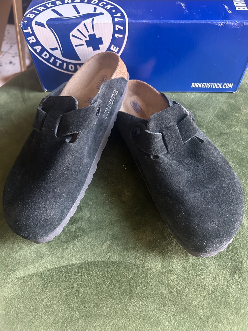 Birkenstock Boston Suede Clog in Black